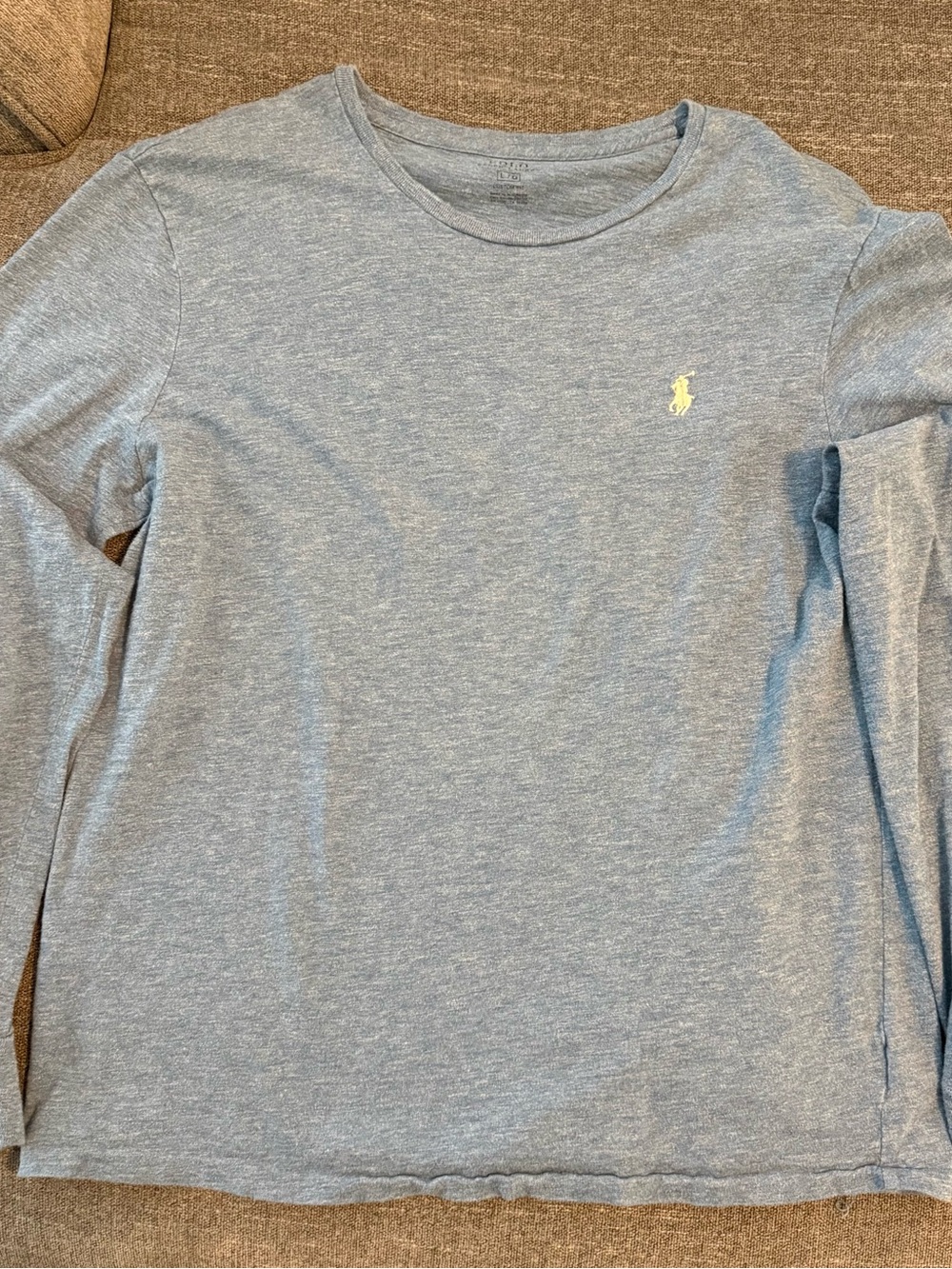 Polo by Ralph Lauren Light Blue Long Sleeve Tee with Yellow Pony Logo
